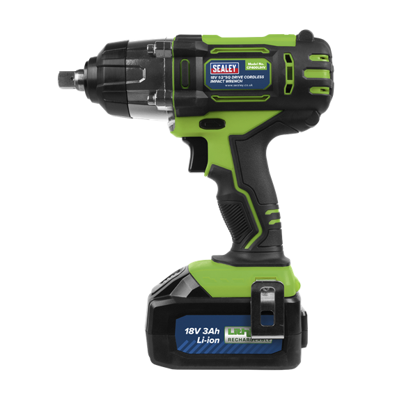 Cordless Impact Wrench 18V 3Ah Li-ion 1/2"Sq Drive Hi-Vis