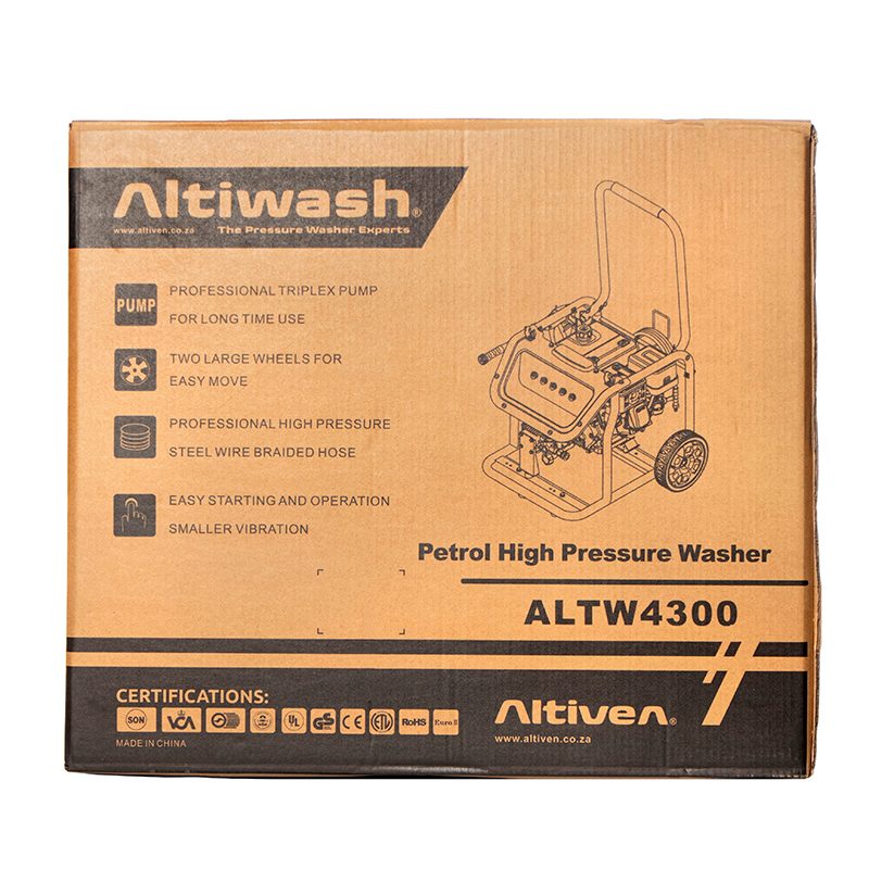 ALTIWASH® Industrial 4 Stroke Petrol Pressure Washer - Black Edition (4300PSI)