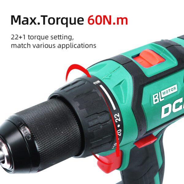 DCA 20V 13mm Cordless Brushless Driver Drill 50nm Kit With 4.0Ah*2 & Charger