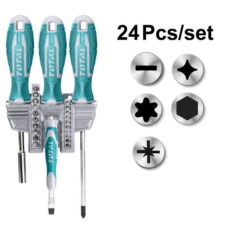 Screwdriver And Bits Set 24Pcs, TOTAL TOOLS