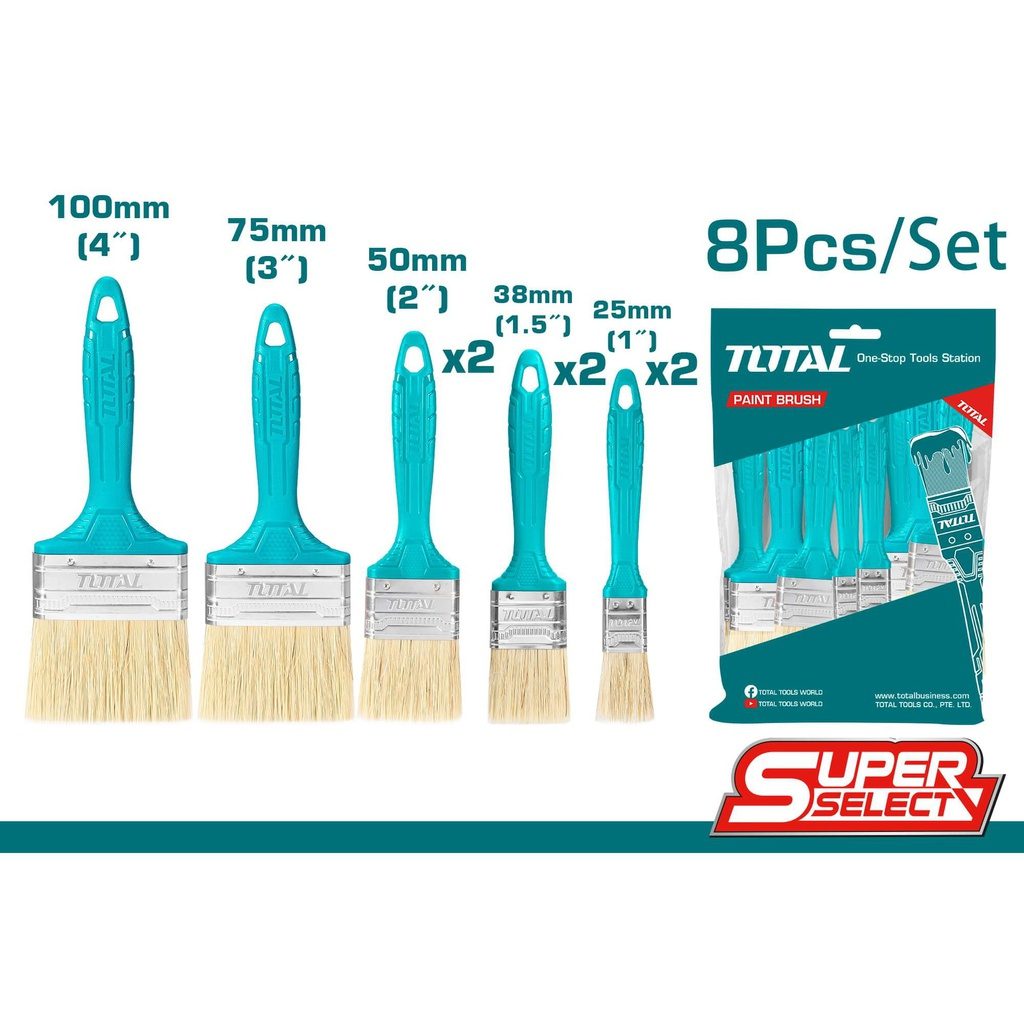 8 Pcs Paint Brush Set, TOTAL TOOLS