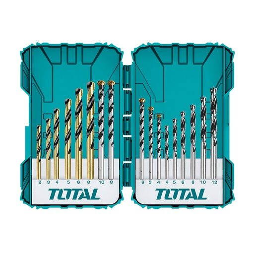 [TACSD0195] HSS Twist Drill Bits Set 19Pcs, TOTAL TOOLS